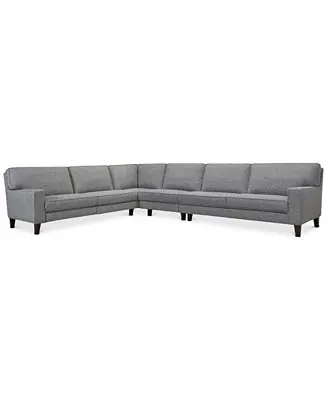 CLOSEOUT! Sandrew 4-Pc. Fabric Sectional with 2 Power Foot Rests Time-Limited