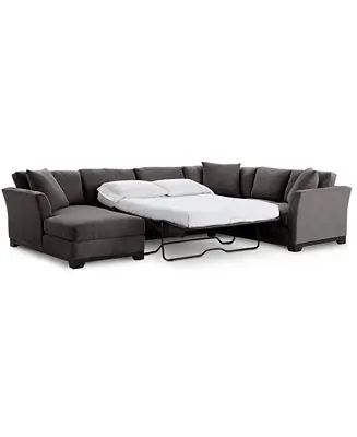 Buy Direct Elliot II 138" Fabric 3-Piece Chaise Sleeper Sectional