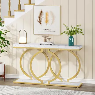 55 inch Faux Marble Entryway Table Narrow Long Sofa Table, Modern Accent Table Weekend Sale
