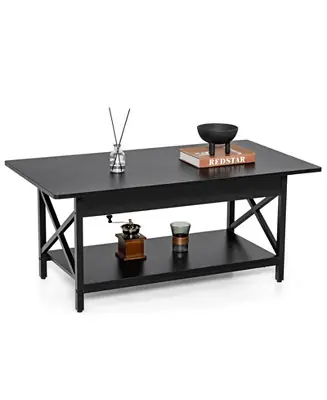 Sale 2-Tier Industrial Rectangular Table with Storage Shelf