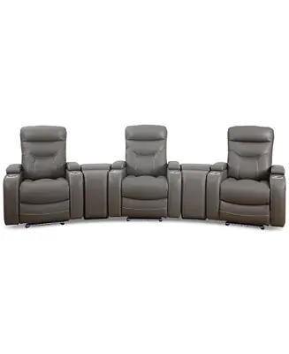 Direct From Manufacturer Jabarr 5-Pc. Beyond Leather Theater Seating with 2 Consoles