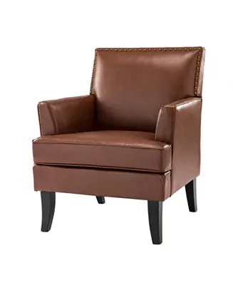 Latest Nihad Modern Faux Leather Accent Chair with Nailhead Trim