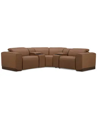 Lovro 5-Pc. Leather Sofa with 2 Power Motion Chairs & 2 Consoles Place Order