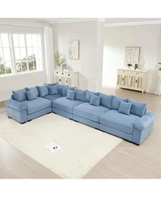 Exclusive Offer Oversized Cloud Modular Sectional Couch, Convertible, Deep Seat, Blue