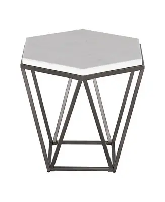 Limited Offer Steve Silver Corvus 24" Hexagonal Shape Marble Top End Table