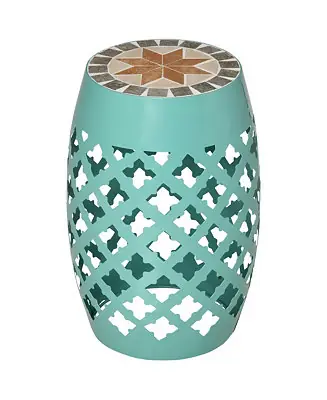12" Patio Round Stool Outdoor Footstool Garden Mosaic Side Table, Exclusive