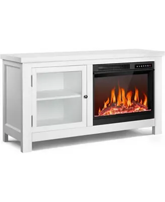 Exclusive Offer 48" Electric Fireplace with Wood Mantel, Freestanding Fireplace with Remote Control, Fireplace TV Stand, Adjustable Led Flame, 750W/1500W