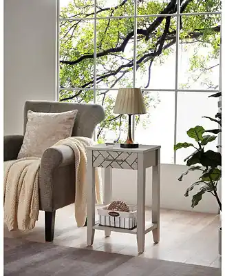 - Leffler Accent Side End Table with Drawer and Storage Shelf, Nightstand Bedside Table Get Yours