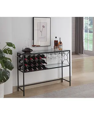 - Console Sofa Table with Wine Rack Storage, Wine Bar Cabinet with Wine Shelf and Glass Holder Weekend Sale