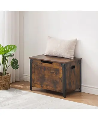 Popular 47" Engineered Wood Safety Hinges & Faux Leather Seat Storage Bench