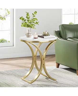Cheap End Table Small Round Faux Marble Sofa Side Table (1 PCS)