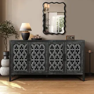 + 4-Door + Wooden + Hollowed-Out Design + Cabinet While Supplies Last