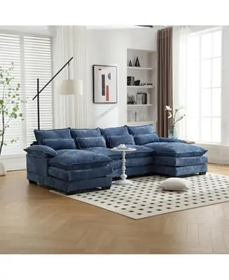 1 Pc Chenille Fabric Sectional Sofa U-Shape Modern Large Living Room Seating In Demand