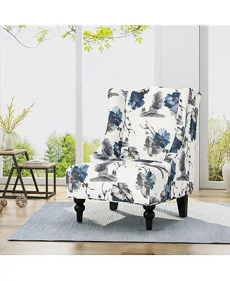 1 Pc Upholstered Fabric & Birch WoodWingback DesignClub Chair Seasonal Sale
