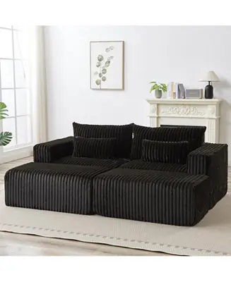 1 PcPlush Corduroy Oversized, Cloud Plush, Lounge ChaiseSectional Sofa Brand New
