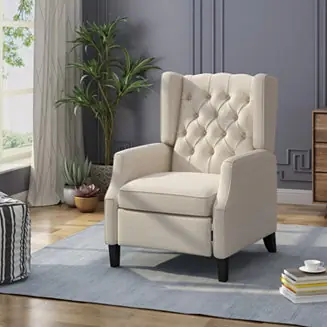 1 Count Fabric Mid-Century Modern Wingback Pushback Recliner Modern