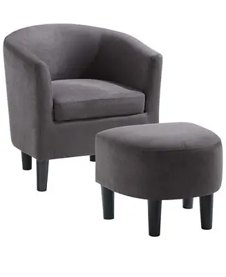 Best Seller 26.25" Microfiber Churchill Accent Chair with Ottoman
