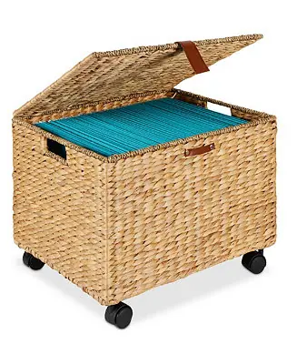 Hyacinth Rolling Filing Cabinet Mobile Organizer Storage Basket w/ Lid, Locking Wheels Fast Shipping