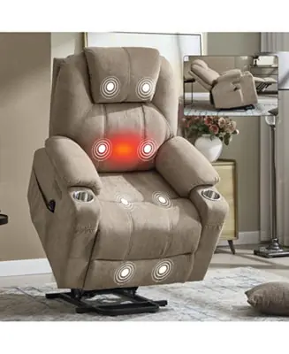 Streamdale Power Lift Recliner Chair, 350 LBS Capacity, 8-Point Massage, Heating, USB/Type-C, Khaki Time-Limited