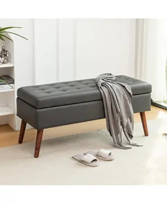 Sale Dark Grey Leather Storage Bench 43.3