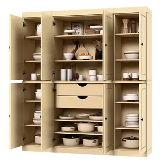 Seasonal Sale 100% Solid Wood Pantry Cabinet, Raised Panel Doors, 2 Drawers, Adjustable Shelves, 65" Wide, 71.5" Tall