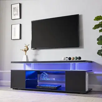 Modern 70" TV Stand with Sliding Drawer & Side Cabinet