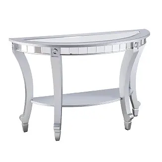 Pennsbury Glam Mirrored Demilune Console Table In Demand