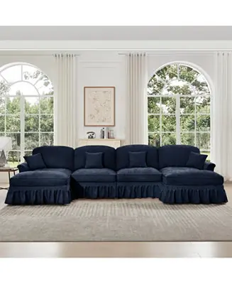 Classic U-Shape Sectional Sofa with Ottomans Holiday Sale