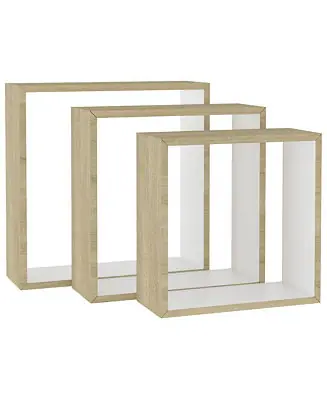 Wall Cube Shelves 3 pcs White and Sonoma Oak Price Drop