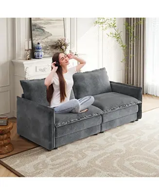 Today Only Corduroy Loveseat Sofa with Pillows