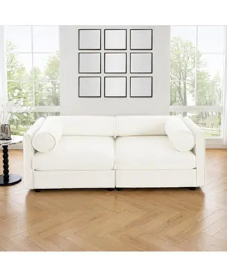 White Chenille 2-Seater Sofa with Hidden Storage Reduced Price
