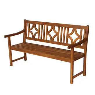 Sloane 59.1" 3-Seat Ogee Diamond-Back 600-Lbs Support Acacia Wood Outdoor Garden Patio Bench Brand New