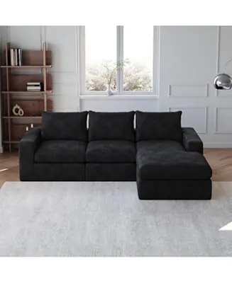 99" Corduroy Sectional Sofa with Chaise & 3 Pillows No Minimum Order