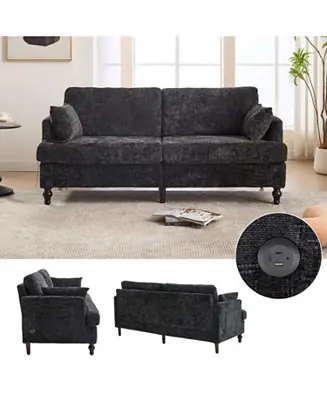 Special Discount Modern Chenille 2-Seater Sofa w/ LED, USB & Storage