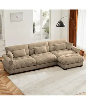 Streamdale Super Comfort Oversized Modular Velvet Sectional Sofa Couch with Ottoman Limited Time