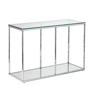 Clarkesburg Glass Console Table with Mirrored Shelf Popular