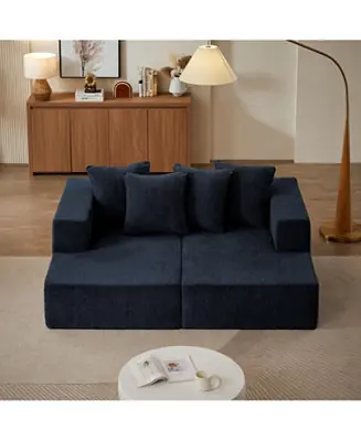 Chenille Sectional Sofa Plush Chaise, Versatile Design Premium