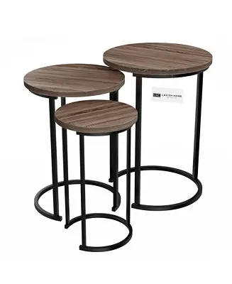 Exclusive Offer Round Modern 3-Pc. Wood Nesting Table Set