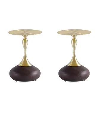 Affordable Patchin 15.75" Wide 2-Piece Gold-Tone Tabletop End Table Set