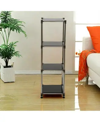 Streamdale Black 4-Tier Stainless Steel Shelving Unit - Heavy Duty, Durable Flash Sale