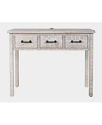 North Coast 42" Washed Finish Three Drawer USB Charging Sofa Table Buy Direct