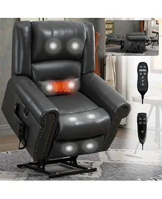 1 PcFaux LeatherPower Lift, Dual Motor, Massage , Lumbar Heat, USB-A & USB-C Ports, Infinite PositionElectric Recliner Chair Low Price