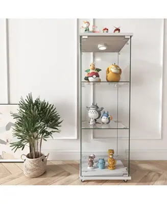 Worldwide Shipping LED Glass Display Cabinet - White