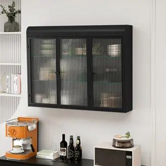 Final Sale Arched Glass Wall Cabinets (Set of 3, Black)