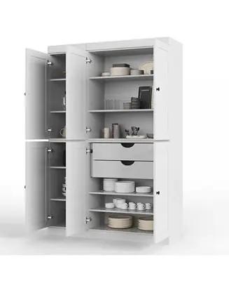 100% Solid Wood Pantry Cabinet with Raised Panel Doors, Adjustable Shelves, 48.5" Wide, 71.5" Tall Free Shipping