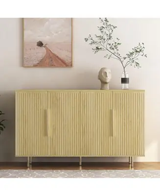 Authentic Wood Fluted Buffet Cabinet with Adjustable Shelves