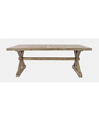 Carlyle Crossing Modern Rustic Distressed Solid Wood Coffee Table with Trestle Money Back Guarantee