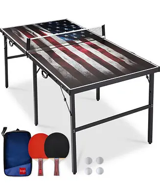 Free Delivery 6x3ft Aluminum Frame Adjustable Feet, Folding Design & 2 Paddles Portable Ping Pong Table Game Set