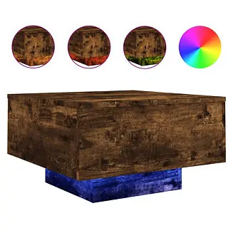 Save Now Coffee Table with LED Lights Smoked Oak 21.7"x21.7"x12.2