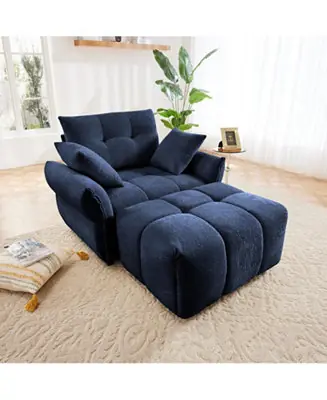 Flash Sale Ergonomic Sofa & Ottoman Set - Blue